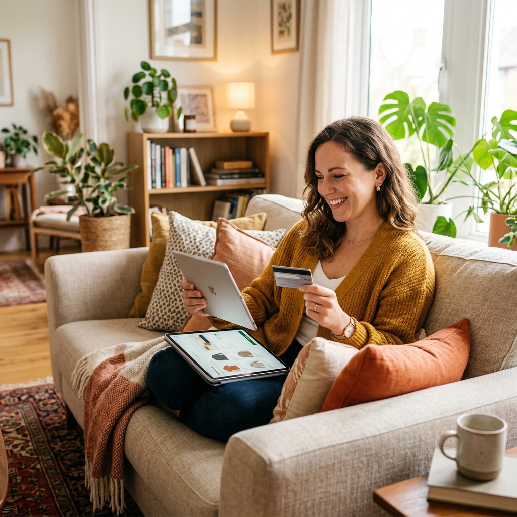 Woman ordering a streamlixy IPTV subscription online